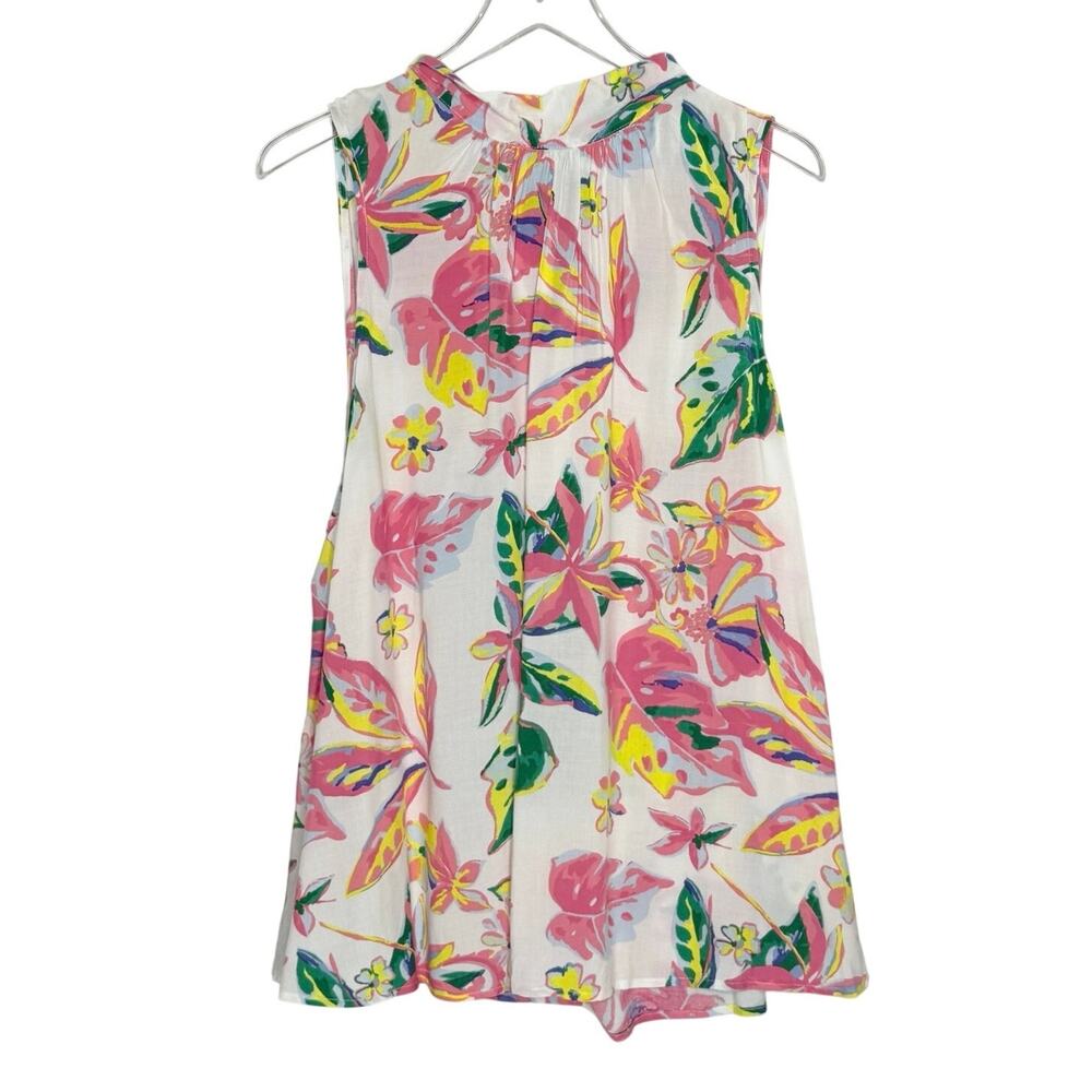 Emily Wonder Lifetime Trip Floral Sleeveless Top 3X NEW Pink White Tie Back